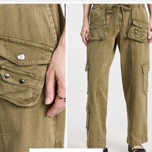 New Free People Tahiti Cargo Pants Utility Low Rise Jeans 257 4M2